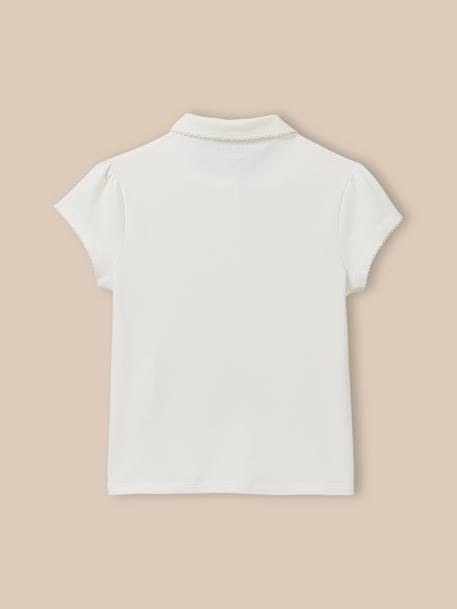 Polo  en maille piquée - coton biologique Amande+Ecru 5 - vertbaudet enfant 