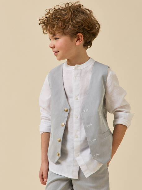 Gilet de costume rayé garçon – collection fêtes et mariages Rayure bleu grise 1 - vertbaudet enfant 