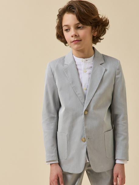 Veste de costume rayée garçon - collection fêtes et mariages Rayure bleu grise 1 - vertbaudet enfant 