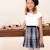 Ensemble jupe plissée tartan  + t-shirt   london Gris anthracite blanc 2 - vertbaudet enfant 