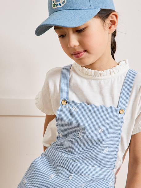 Salopette  - vichy brodé Vichy bleu 3 - vertbaudet enfant 