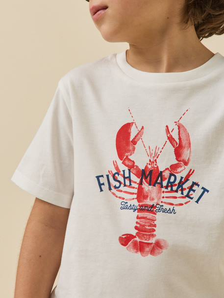 T-shirt homard garçon - coton biologique Ecru 3 - vertbaudet enfant 