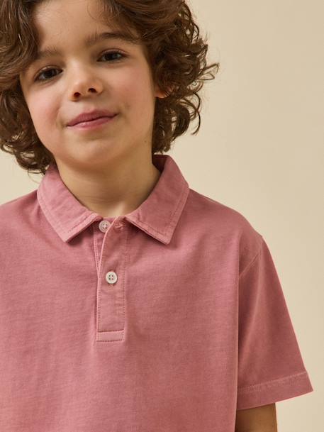 Polo garçon - coton biologique Menthe+Vieux rose 5 - vertbaudet enfant 