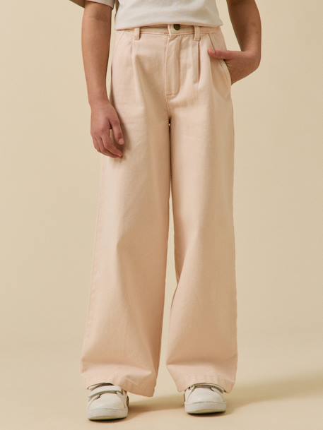 Fille-Pantalon large  en denim couleur - collection junior