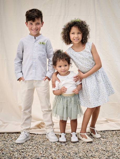 Chemise rayée col Mao garçon rayé bleu+rayé vert 8 - vertbaudet enfant 