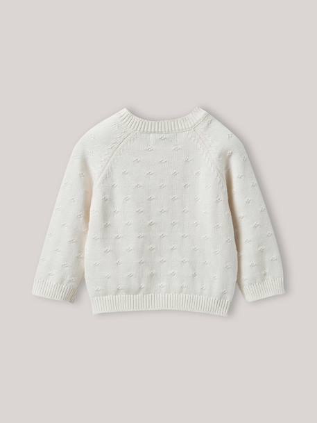 Cardigan maille ajourée bébé - coton biologique Ecru+Jaune pastel+Tangerine+Vert pastel 4 - vertbaudet enfant 