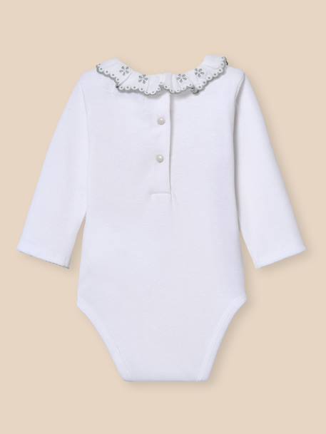 Body col en broderie anglaise - coton biologique Blanc casse 3 - vertbaudet enfant 