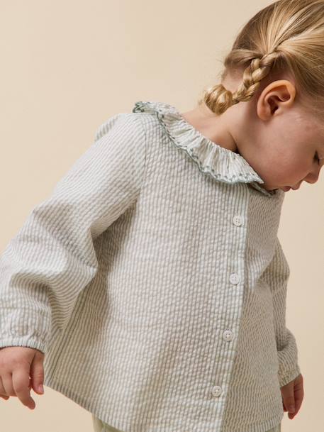 Blouse col brodé bébé Rayure amande 3 - vertbaudet enfant 