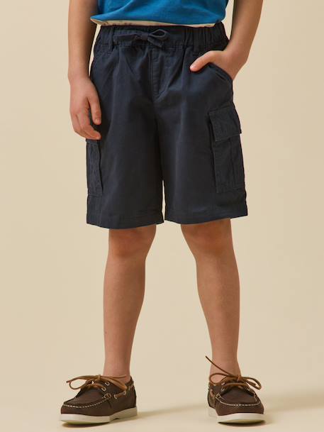 Bermuda battle garçon Beige+Bleu fonce uni 6 - vertbaudet enfant 