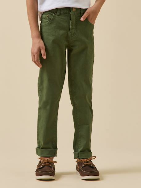 Pantalon 5 poches garçon Denim bleu+Kaki+Marine clair+Toffee 3 - vertbaudet enfant 