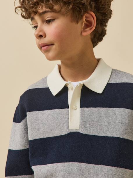 Pull polo garçon Rayure bleue 3 - vertbaudet enfant 