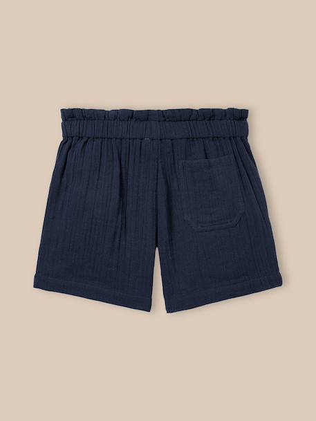 Short fille en gaze de coton - collection junior Bleu pastel+Marine+Nude 9 - vertbaudet enfant 