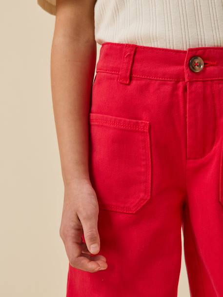 Pantalon droit  en denim Rose tendre+Rouge theatre 6 - vertbaudet enfant 