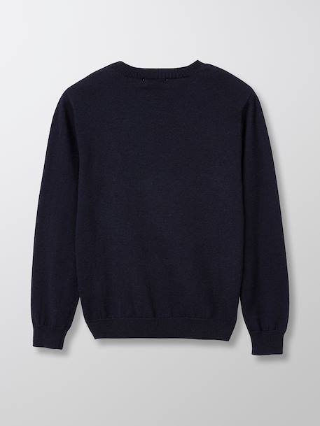 Pull col rond garçon Bleu fonce uni 4 - vertbaudet enfant 