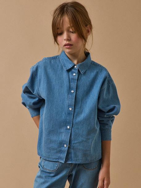 Chemise Fille MAAN Bleue - Taille 11-12 Ans - 100% Coton - Occasion Très Bon état