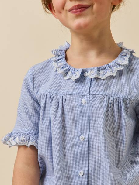 Chemise brodée Carreaux bleu 3 - vertbaudet enfant 