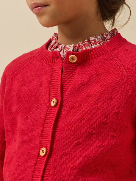 Cardigan  point fantaisie Ecru+Rouge theatre+Sorbet 8 - vertbaudet enfant 