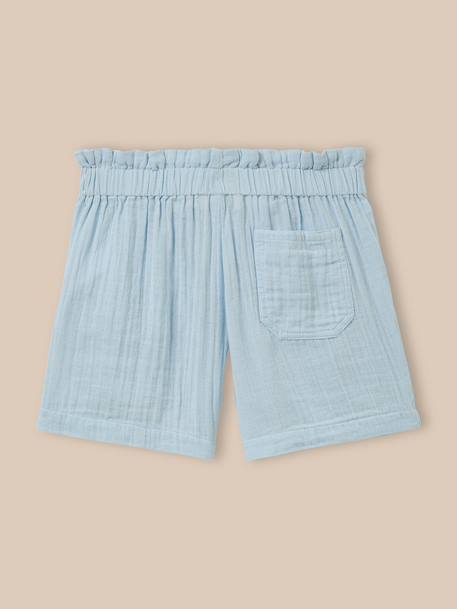 Short  en gaze de coton - collection junior Bleu pastel+Marine+Nude 4 - vertbaudet enfant 
