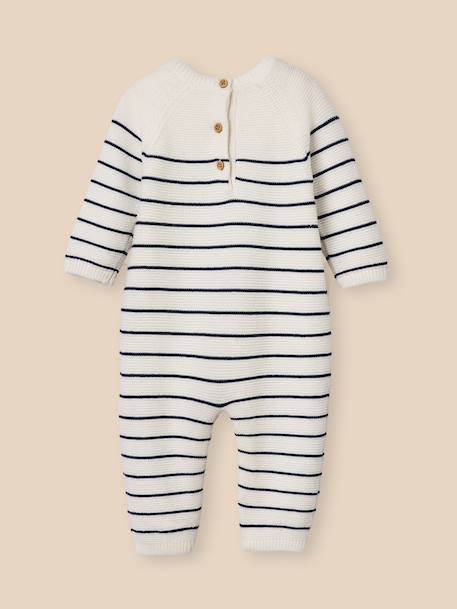 Combinaison bébé en coton biologique et laine Rayure marine/ecru 4 - vertbaudet enfant 