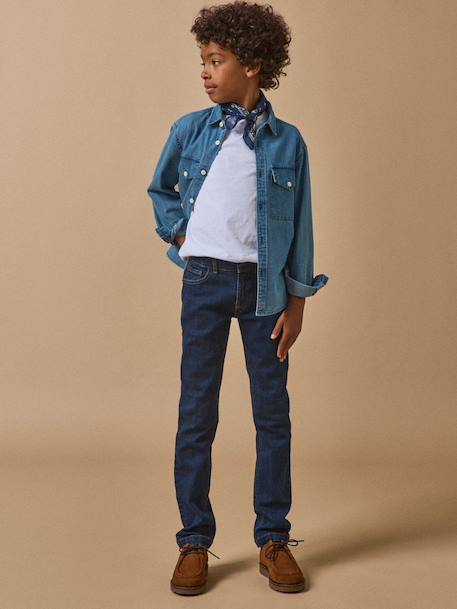 Jean coupe slim garçon Bleu fonce uni+Bleu moyen uni+Gris clair uni 5 - vertbaudet enfant 