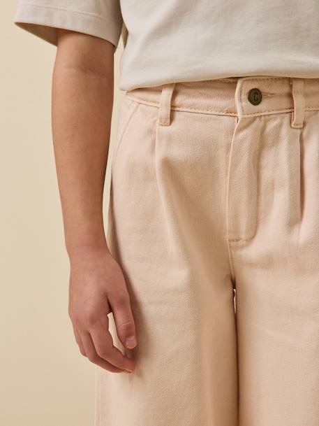 Pantalon large  en denim couleur - collection junior Amande+Nude 6 - vertbaudet enfant 
