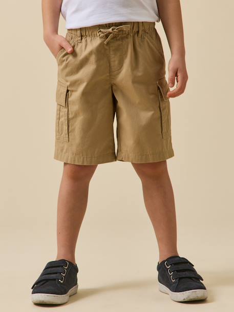 Bermuda battle garçon Beige+Bleu fonce uni 1 - vertbaudet enfant 