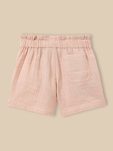 Short  en gaze de coton - collection junior Bleu pastel+Marine+Nude 14 - vertbaudet enfant 