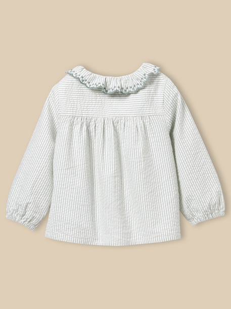 Blouse col brodé bébé Rayure amande 4 - vertbaudet enfant 