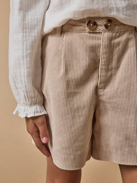 Short velours taille haute fille Beige 3 - vertbaudet enfant 