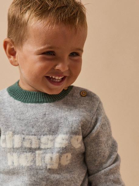 Pull ours bébé en laine Gris chine 3 - vertbaudet enfant 