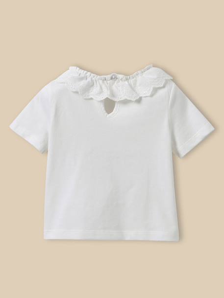 T-shirt col raffiné - coton biologique bébé Blanc doux 4 - vertbaudet enfant 