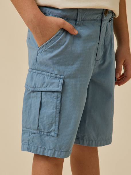 Bermuda cargo garçon Bleu+Tilleul 3 - vertbaudet enfant 