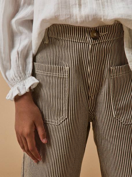 Pantalon droit rayé fille Rayure marron 3 - vertbaudet enfant 