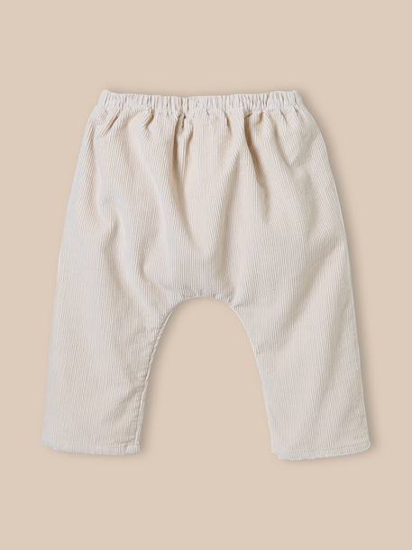 Pantalon sarouel en velours bébé Beige+Marine 4 - vertbaudet enfant 