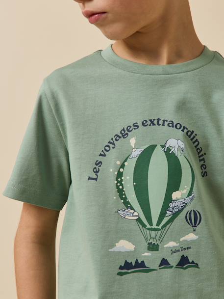T-shirt enfant collection jules verne - coton biologique Amande+Ecru 3 - vertbaudet enfant 