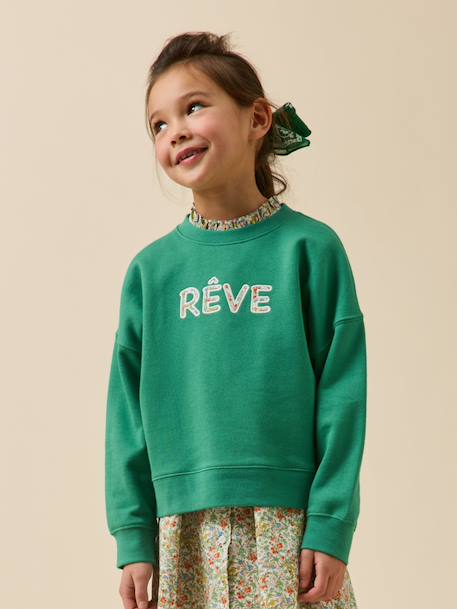 Fille-Sweat  à message en tissu liberty - coton biologique