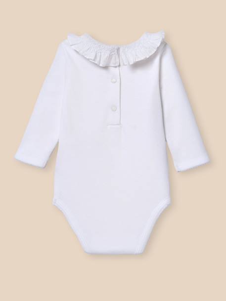 Body bébé col avec smocks - coton biologique Blanc casse 4 - vertbaudet enfant 