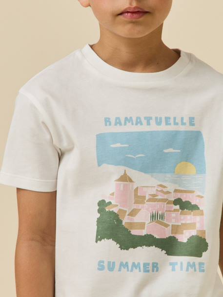T-shirt ramatuelle garçon - coton biologique Ecru 3 - vertbaudet enfant 