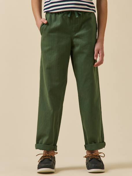 Pantalon chevrons garçon Denim bleu+Vert 3 - vertbaudet enfant 