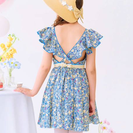 Robe cérémonie  fleurie  et  à volants  angel Bleu foncé or 2 - vertbaudet enfant 