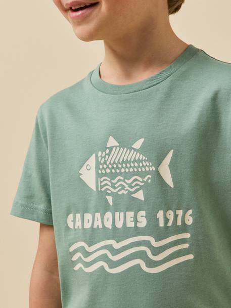 T-shirt imprimé garçon - coton biologique Blanc/surf+Bleu ciel / voilier+Bleu/skate+Celadon/fish+Gris chine/tennis+Marine / surflife 16 - vertbaudet enfant 
