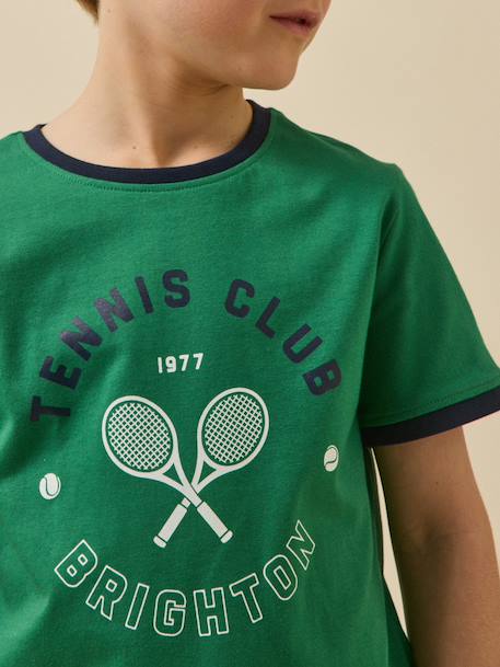 T-shirt imprimé garçon - coton biologique Ecru+Menthe 8 - vertbaudet enfant 