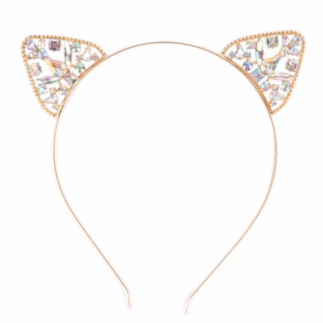 Bandeau à cheveux serre-tête chat strass Jaune 1 - vertbaudet enfant 