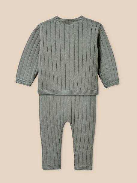 Ensemble bébé coton biologique et laine Rose doux+Sauge 8 - vertbaudet enfant 