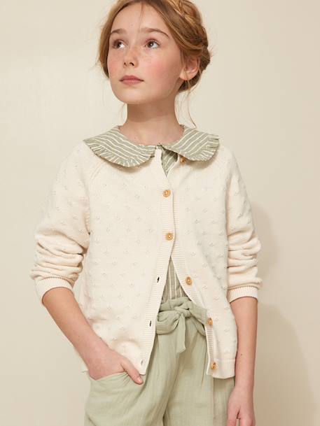 Fille-Pull, gilet, sweat-Gilet-Cardigan  point fantaisie