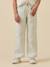 Pantalon en denim rayé fille Rayure bleu/ecru 1 - vertbaudet enfant 
