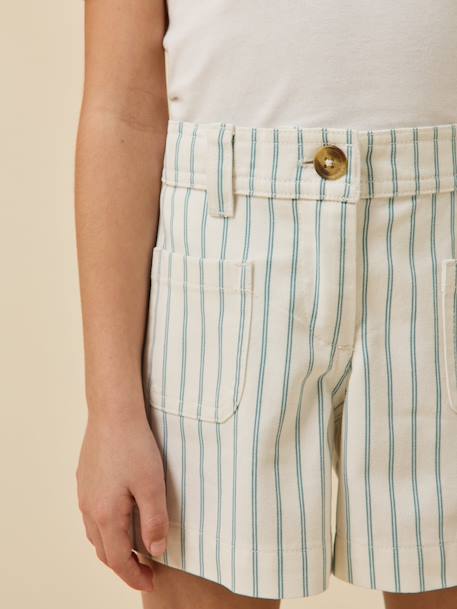 Short rayé fille Rayure bleu/ecru 3 - vertbaudet enfant 