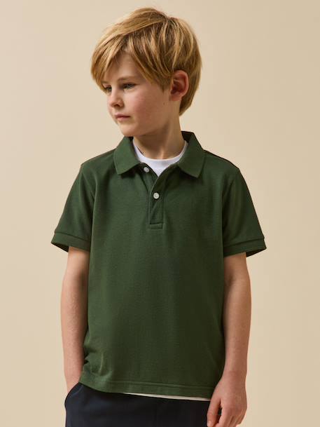 Polo garçon en coton bio Blanc+Celadon+Ciel+Marine+Rouge+Vert anglais 20 - vertbaudet enfant 