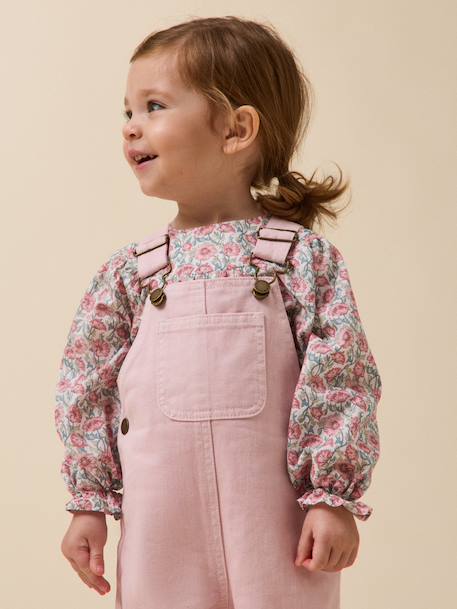 Salopette en twill bébé Rose tendre 3 - vertbaudet enfant 