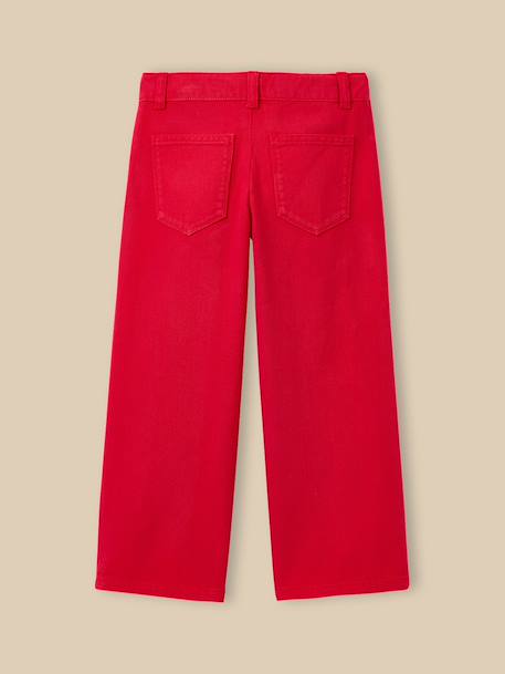 Pantalon droit  en denim Rose tendre+Rouge theatre 7 - vertbaudet enfant 